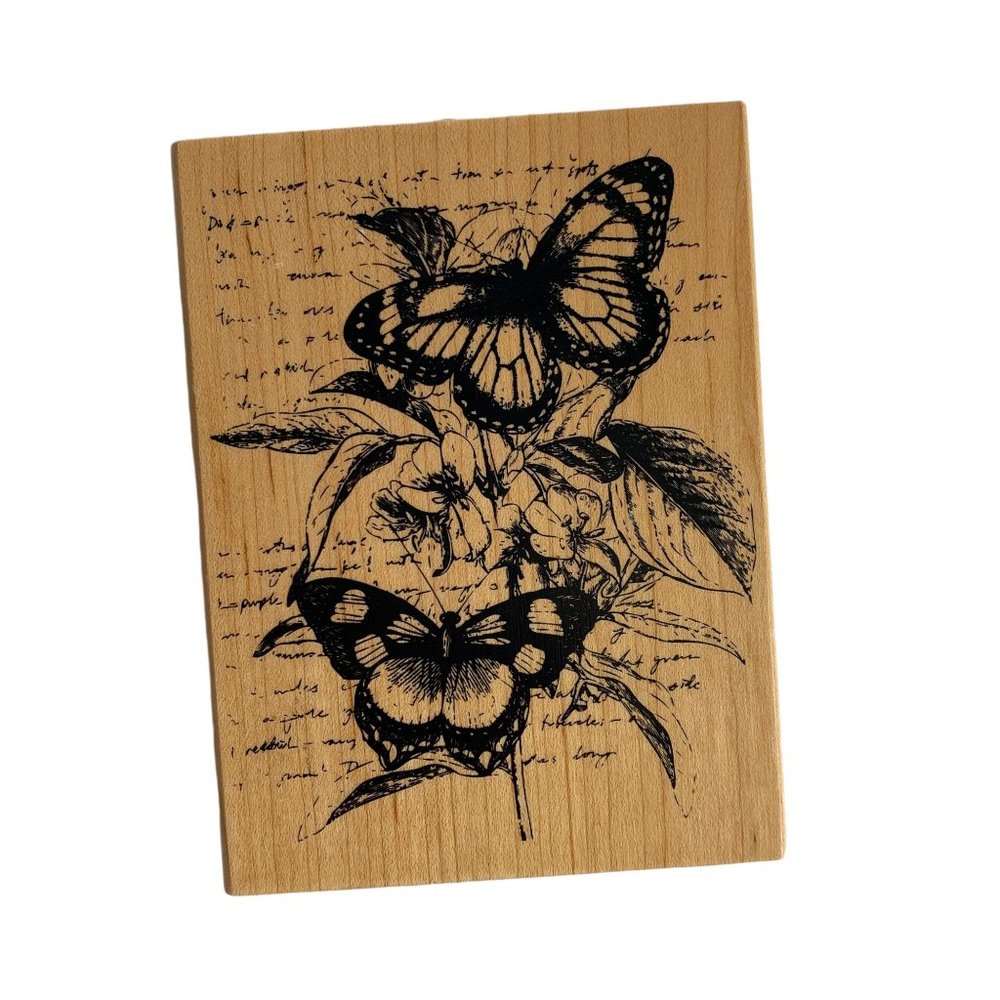 Recollections NEW NWT Butterfly Wooden Stamp Crafts Rubber